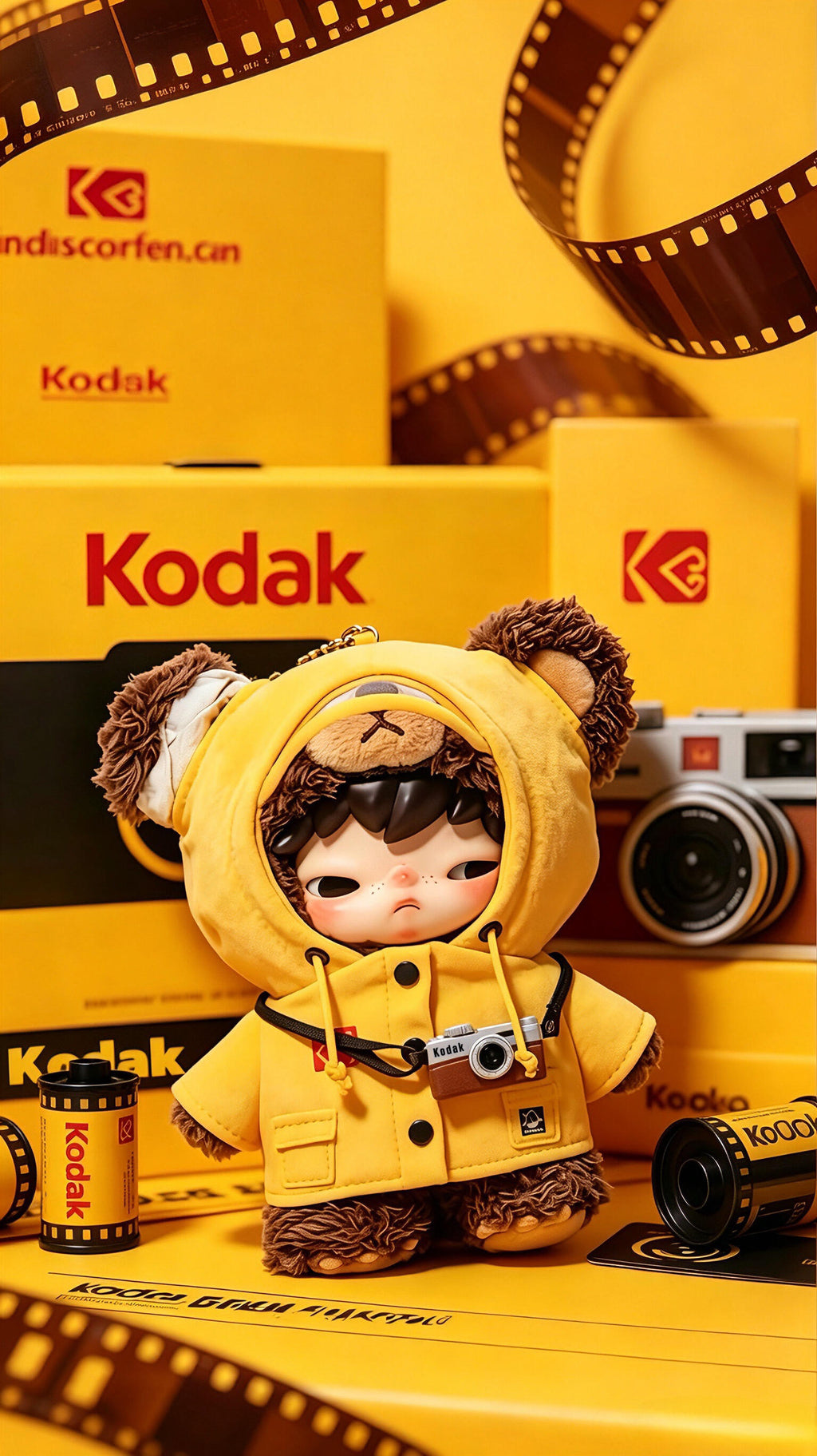 HIRONO x KODAK - Click Bear Plush Doll Pendant Limited Figure